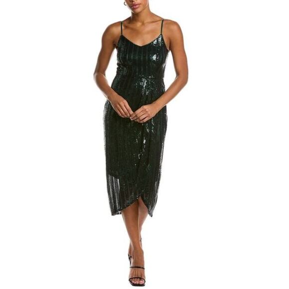 Nanette Lepore Emerald Sequin Mermaid Dress Evening Size 4 Holiday Party Evening - Picture 1 of 10